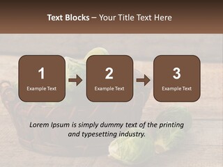 A Basket Of Brussel Sprouts On A Wooden Table PowerPoint Template