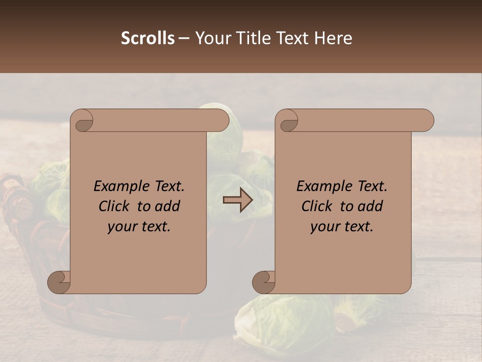 A Basket Of Brussel Sprouts On A Wooden Table PowerPoint Template