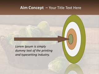 A Basket Of Brussel Sprouts On A Wooden Table PowerPoint Template