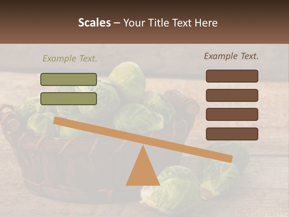 A Basket Of Brussel Sprouts On A Wooden Table PowerPoint Template