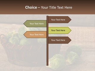 A Basket Of Brussel Sprouts On A Wooden Table PowerPoint Template