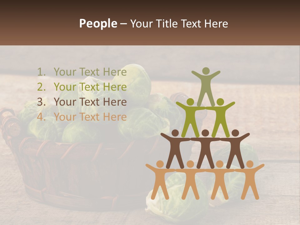 A Basket Of Brussel Sprouts On A Wooden Table PowerPoint Template