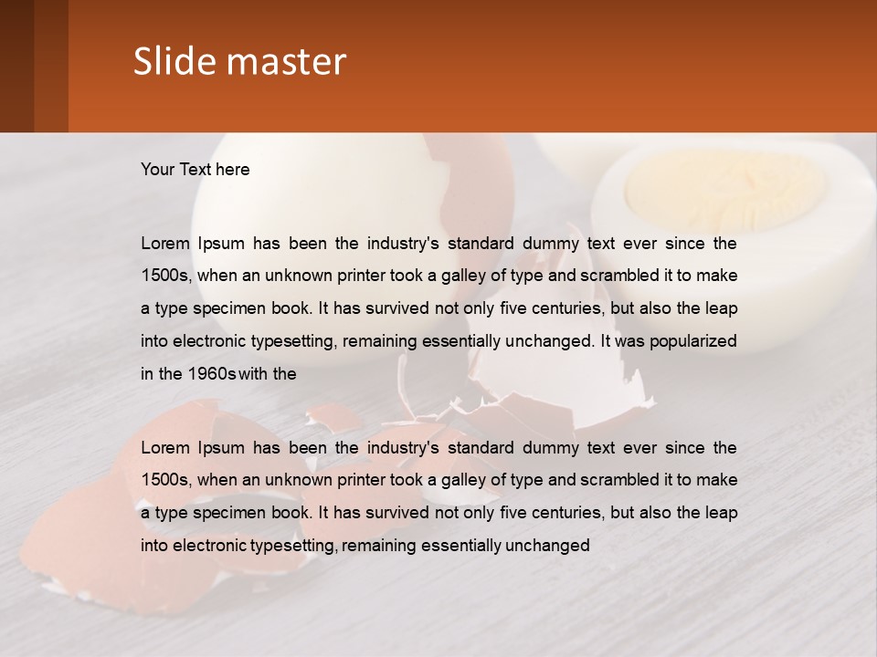 A Hard Boiled Egg On A Wooden Table PowerPoint Template