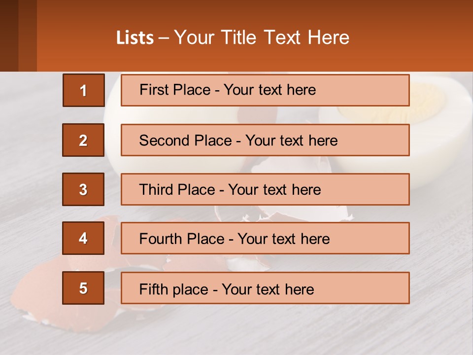 A Hard Boiled Egg On A Wooden Table PowerPoint Template