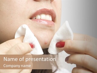 A Woman Holding A Piece Of Cloth Over Her Mouth PowerPoint Template