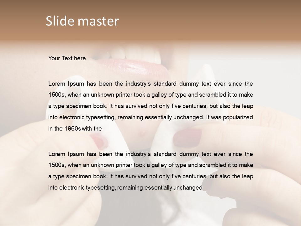 A Woman Holding A Piece Of Cloth Over Her Mouth PowerPoint Template