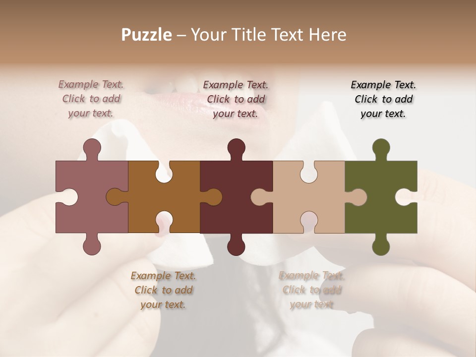 A Woman Holding A Piece Of Cloth Over Her Mouth PowerPoint Template