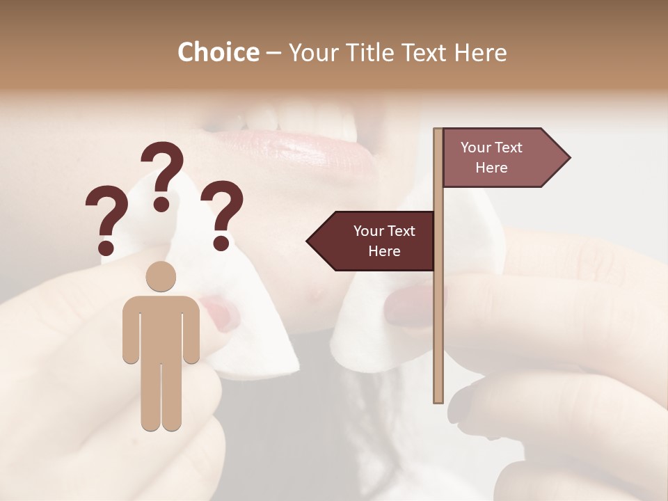 A Woman Holding A Piece Of Cloth Over Her Mouth PowerPoint Template