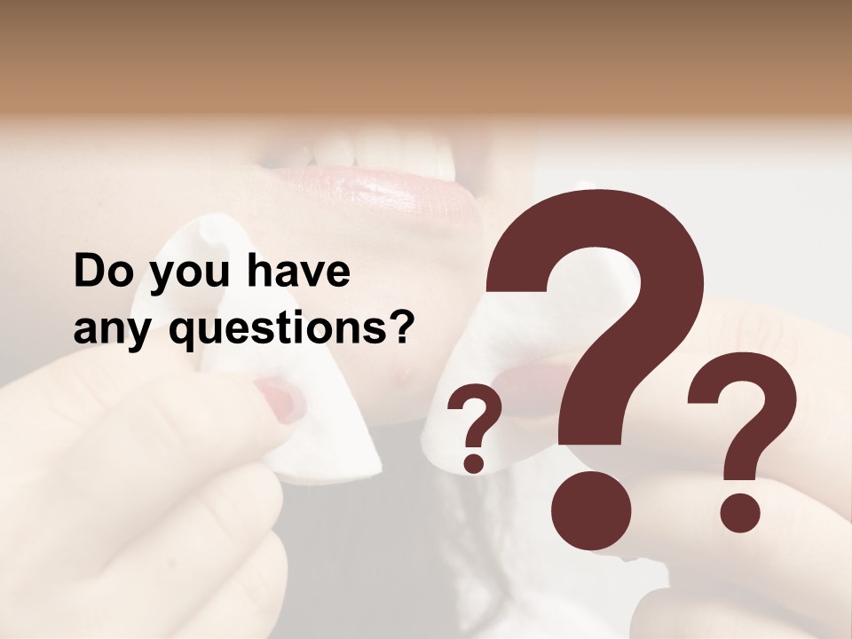 A Woman Holding A Piece Of Cloth Over Her Mouth PowerPoint Template