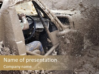 A Mud Covered Vehicle Driving Through A Puddle Of Water PowerPoint Template