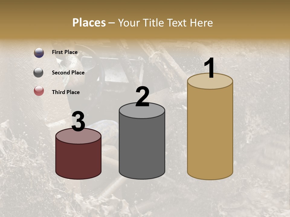A Mud Covered Vehicle Driving Through A Puddle Of Water PowerPoint Template