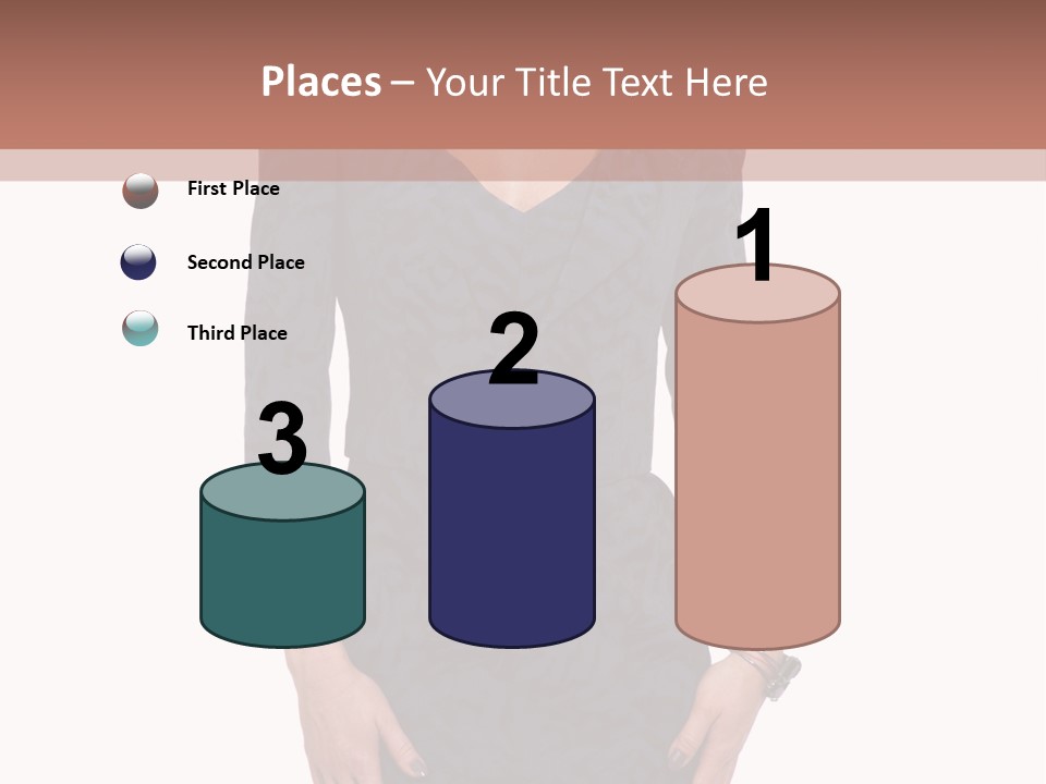 A Woman In A Blue Dress With A Brown Background PowerPoint Template