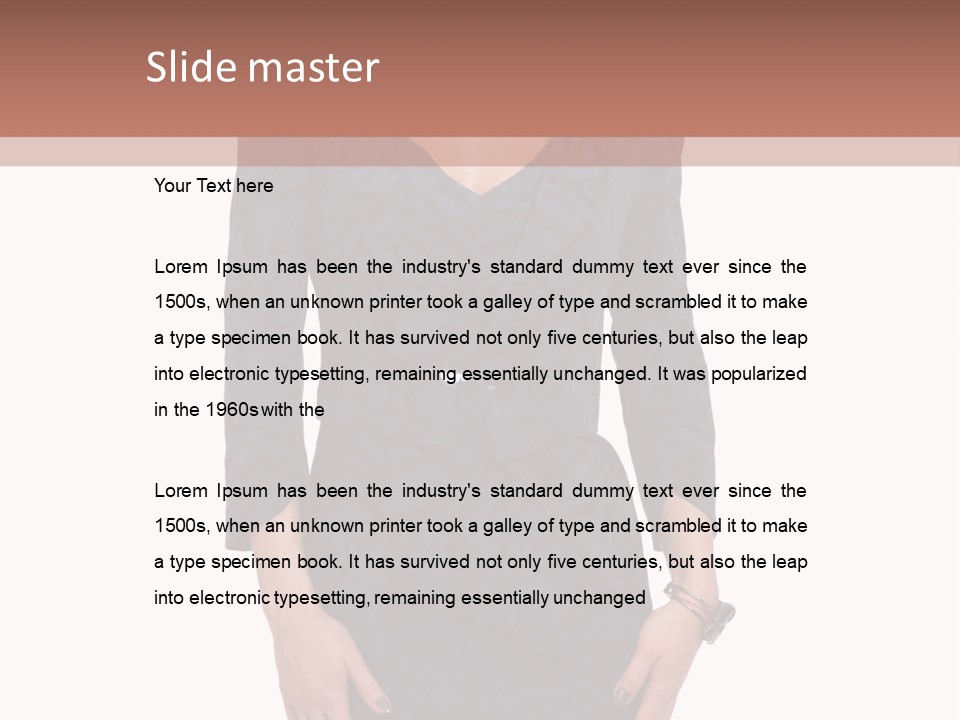 A Woman In A Blue Dress With A Brown Background PowerPoint Template