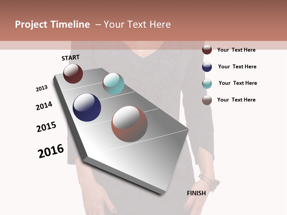 A Woman In A Blue Dress With A Brown Background PowerPoint Template