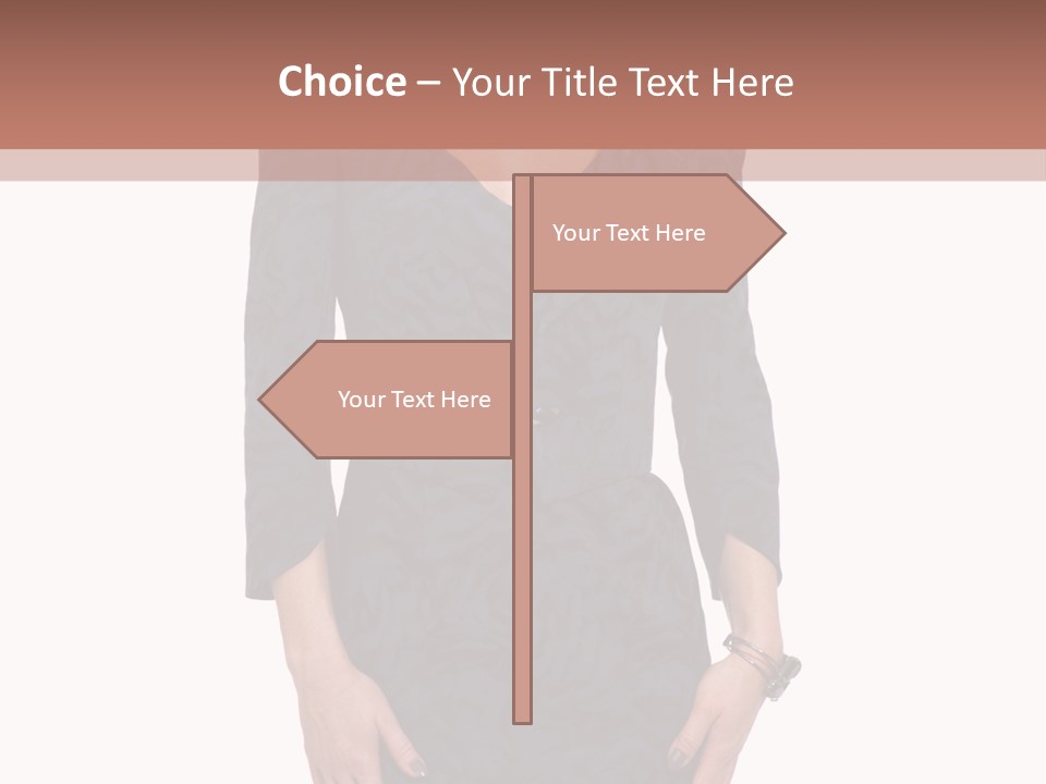 A Woman In A Blue Dress With A Brown Background PowerPoint Template