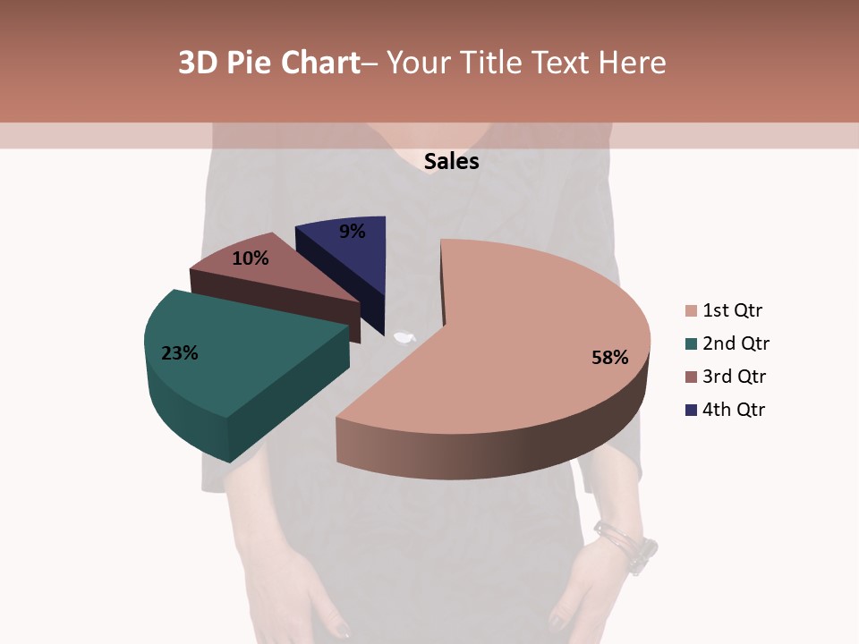 A Woman In A Blue Dress With A Brown Background PowerPoint Template