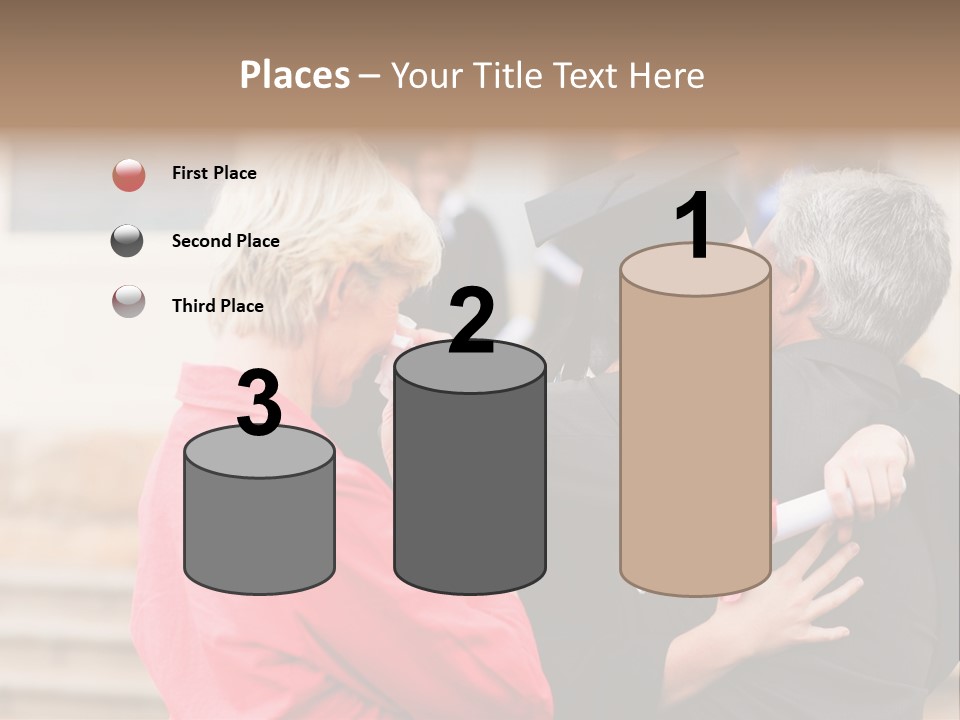 A Woman In A Graduation Gown Hugging A Man PowerPoint Template