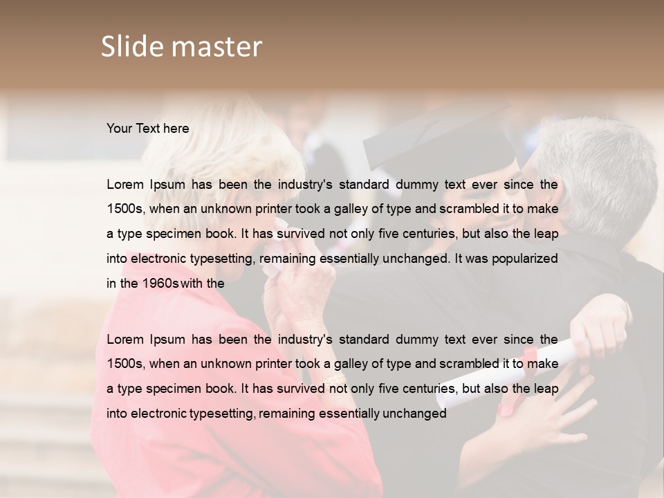 A Woman In A Graduation Gown Hugging A Man PowerPoint Template