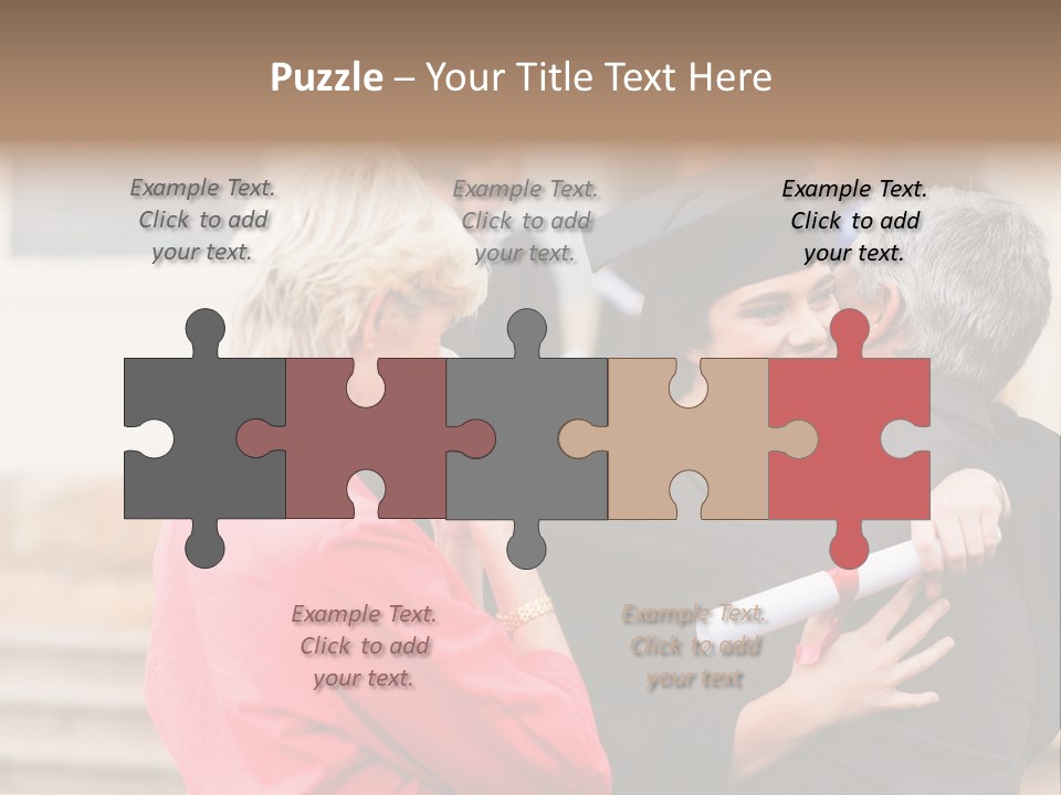 A Woman In A Graduation Gown Hugging A Man PowerPoint Template