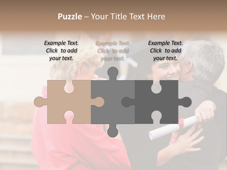 A Woman In A Graduation Gown Hugging A Man PowerPoint Template