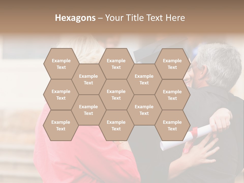 A Woman In A Graduation Gown Hugging A Man PowerPoint Template