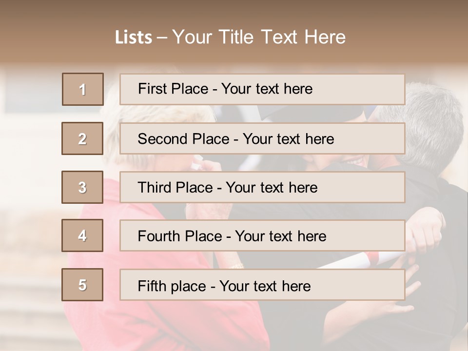 A Woman In A Graduation Gown Hugging A Man PowerPoint Template