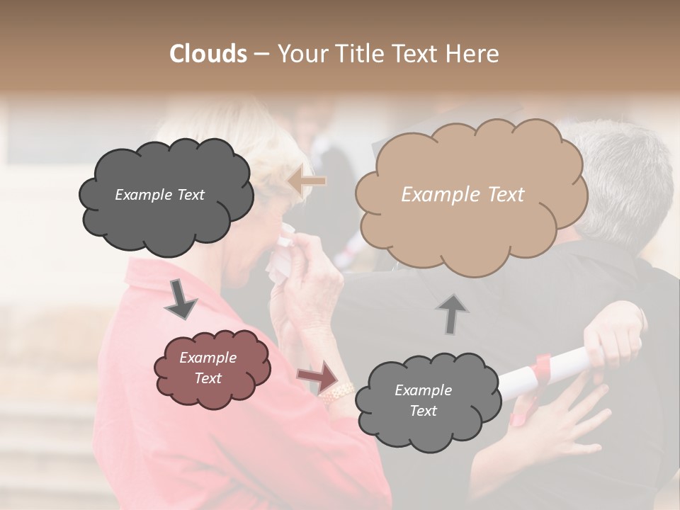 A Woman In A Graduation Gown Hugging A Man PowerPoint Template