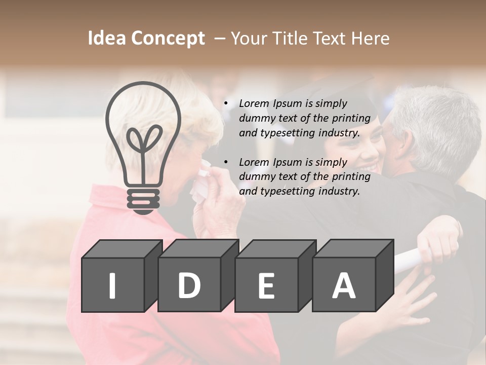 A Woman In A Graduation Gown Hugging A Man PowerPoint Template