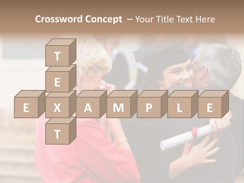 A Woman In A Graduation Gown Hugging A Man PowerPoint Template