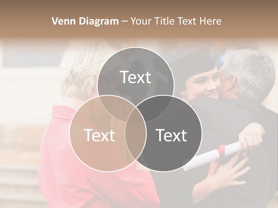 A Woman In A Graduation Gown Hugging A Man PowerPoint Template