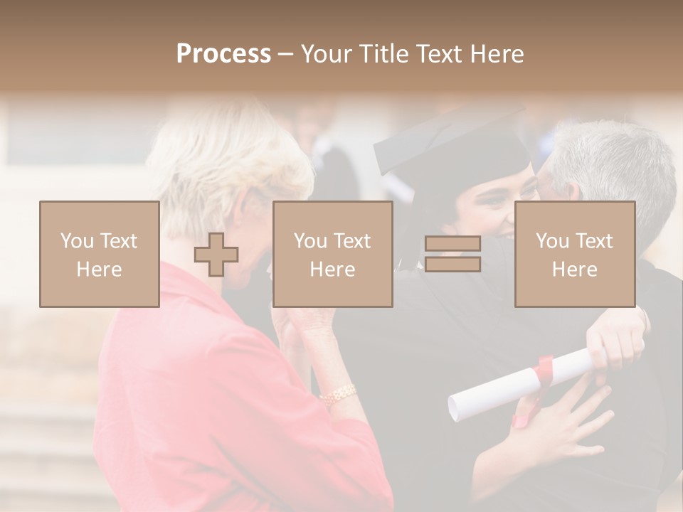 A Woman In A Graduation Gown Hugging A Man PowerPoint Template