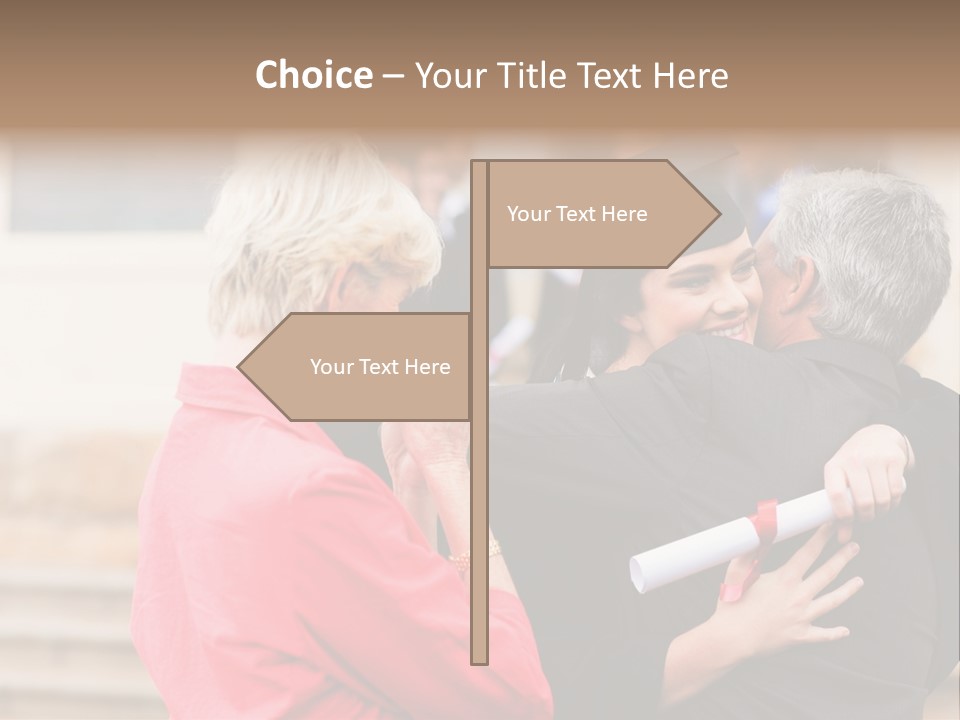 A Woman In A Graduation Gown Hugging A Man PowerPoint Template