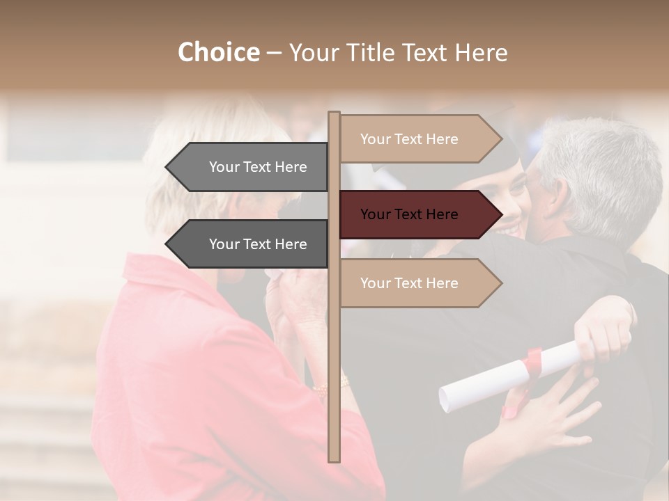 A Woman In A Graduation Gown Hugging A Man PowerPoint Template