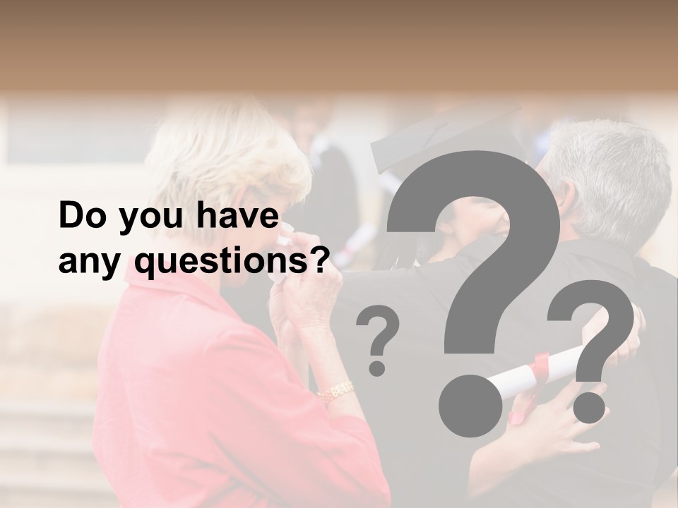 A Woman In A Graduation Gown Hugging A Man PowerPoint Template