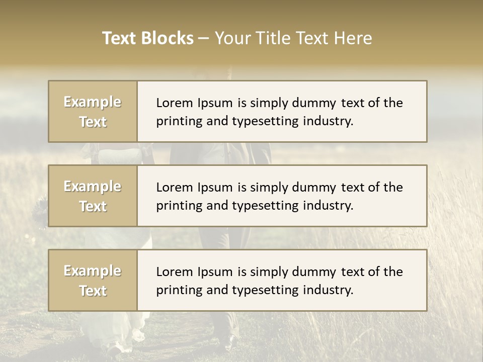 A Bride And Groom Are Walking Through A Field PowerPoint Template