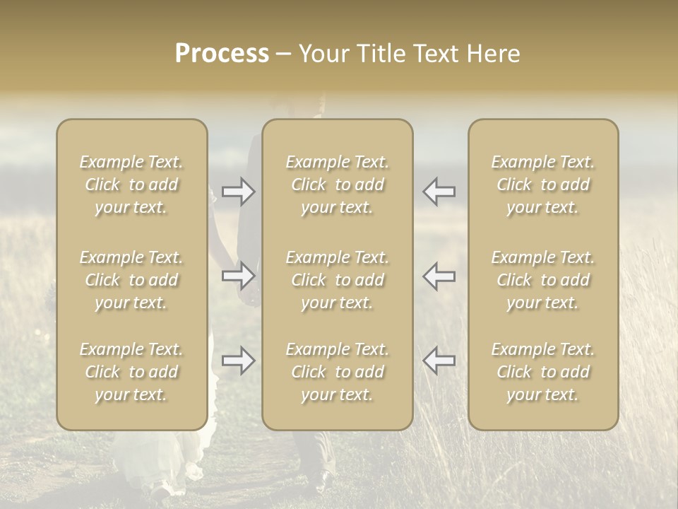 A Bride And Groom Are Walking Through A Field PowerPoint Template