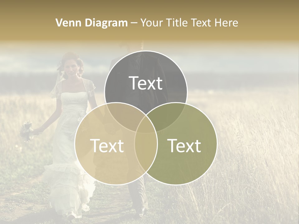 A Bride And Groom Are Walking Through A Field PowerPoint Template