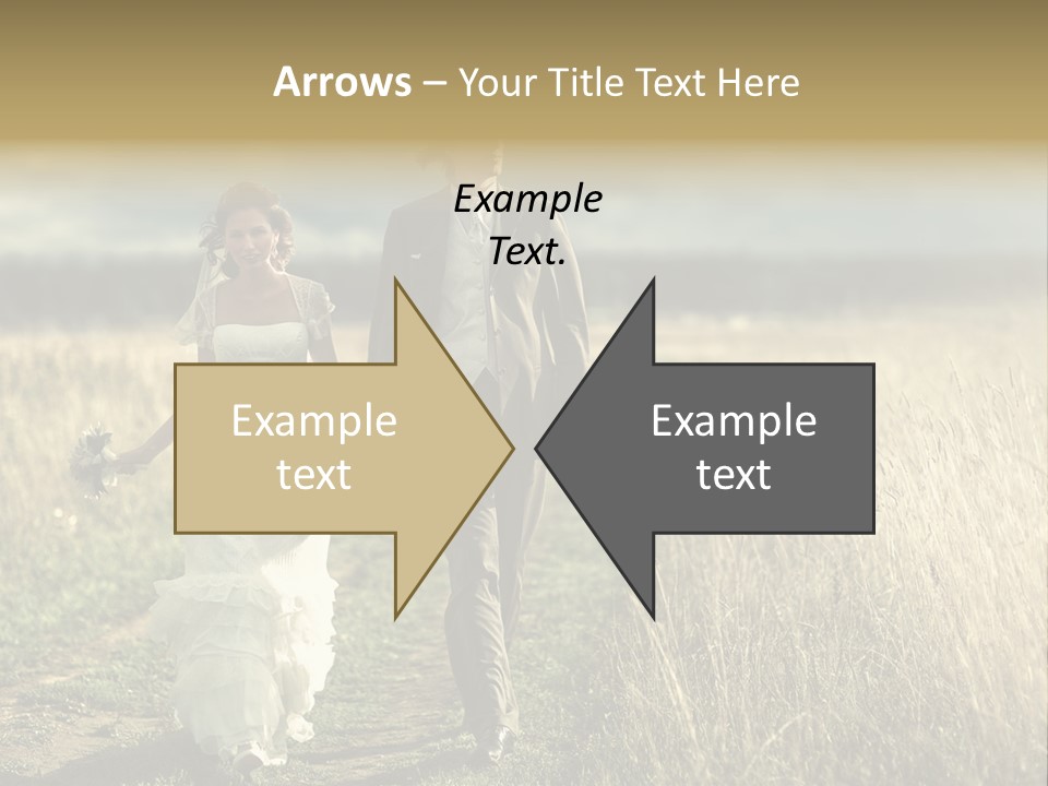 A Bride And Groom Are Walking Through A Field PowerPoint Template