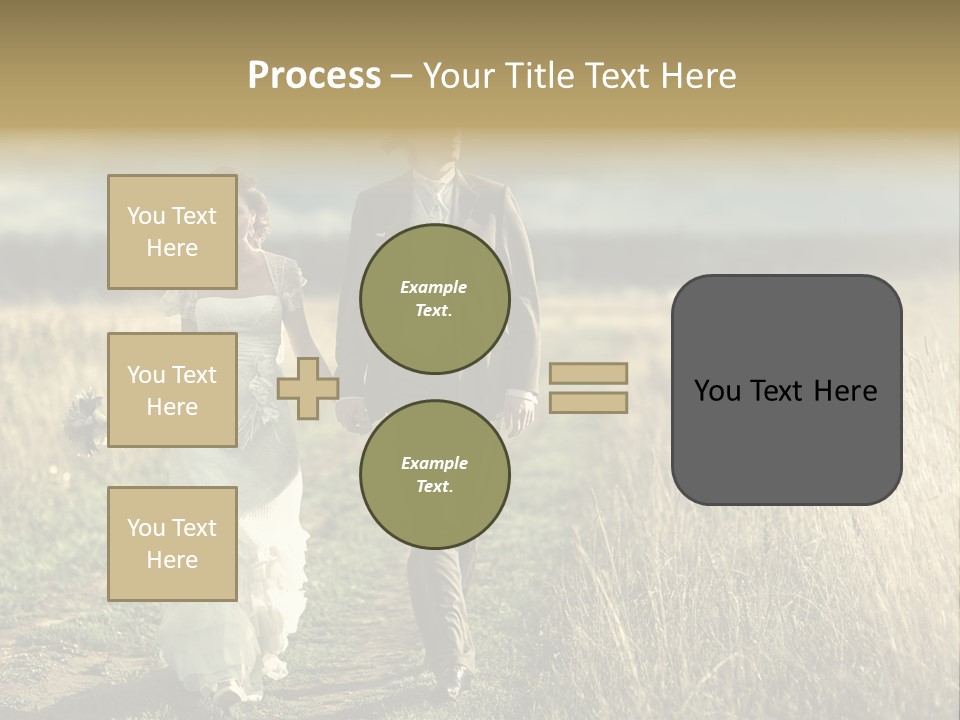 A Bride And Groom Are Walking Through A Field PowerPoint Template