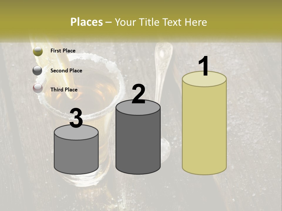 A Glass Of Ice Tea With A Spoon On A Wooden Table PowerPoint Template