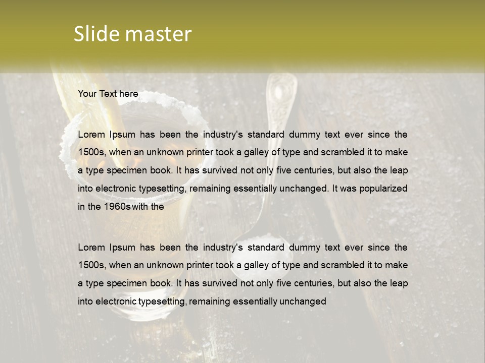 A Glass Of Ice Tea With A Spoon On A Wooden Table PowerPoint Template