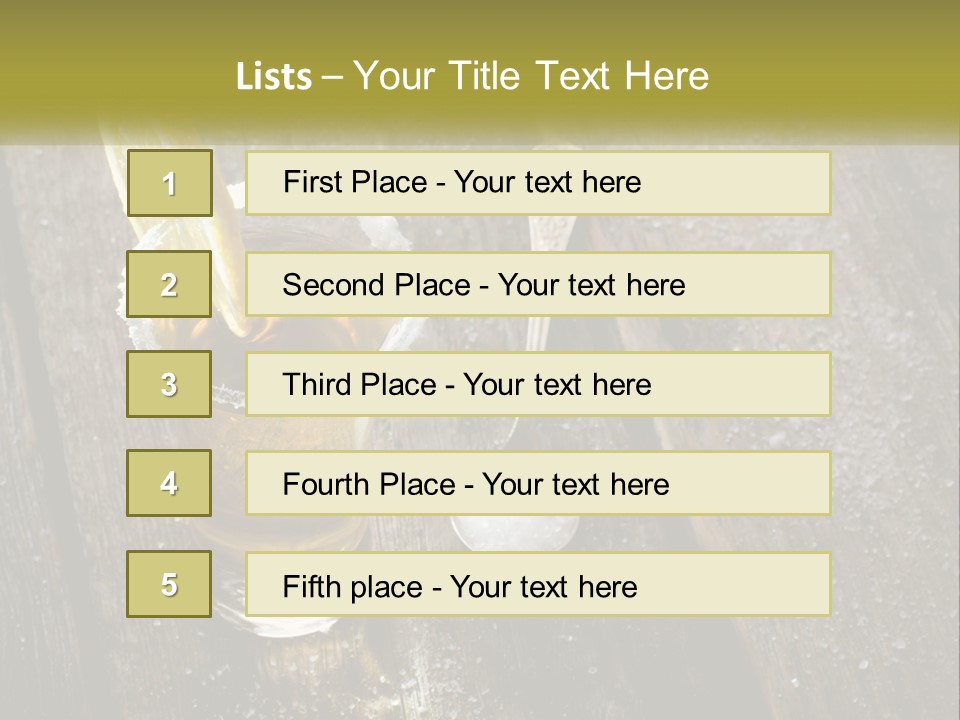 A Glass Of Ice Tea With A Spoon On A Wooden Table PowerPoint Template