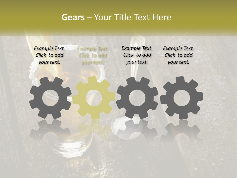 A Glass Of Ice Tea With A Spoon On A Wooden Table PowerPoint Template