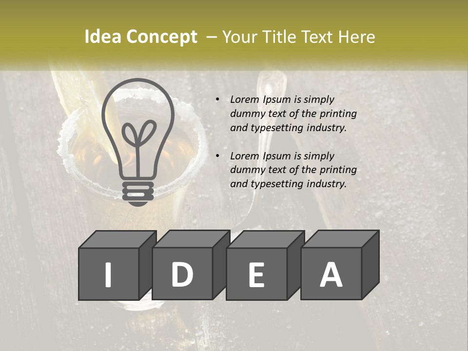 A Glass Of Ice Tea With A Spoon On A Wooden Table PowerPoint Template