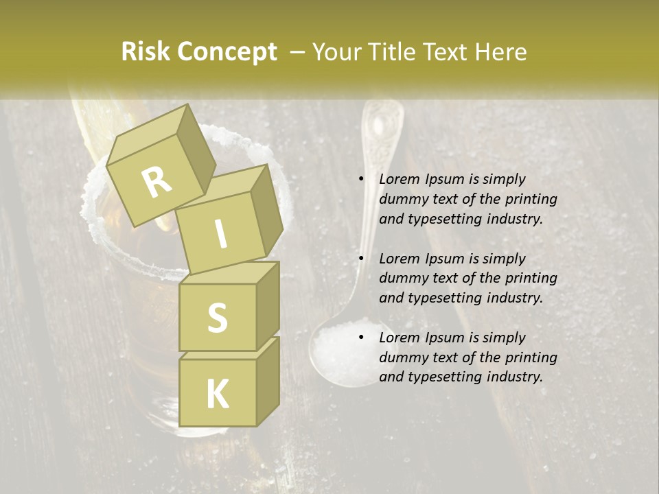 A Glass Of Ice Tea With A Spoon On A Wooden Table PowerPoint Template