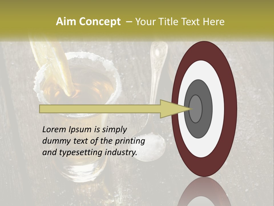 A Glass Of Ice Tea With A Spoon On A Wooden Table PowerPoint Template