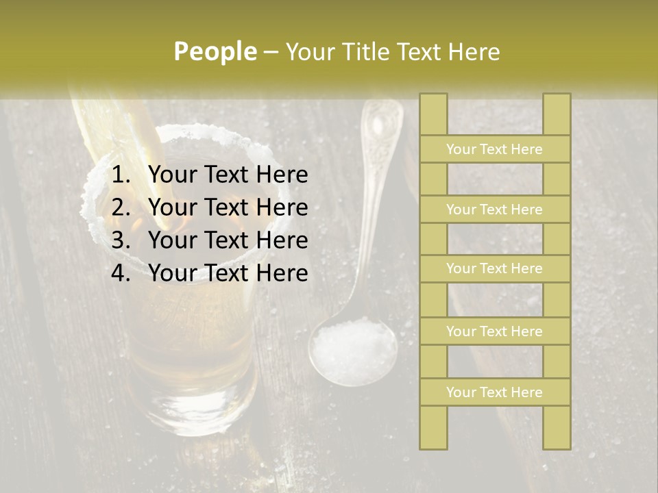 A Glass Of Ice Tea With A Spoon On A Wooden Table PowerPoint Template