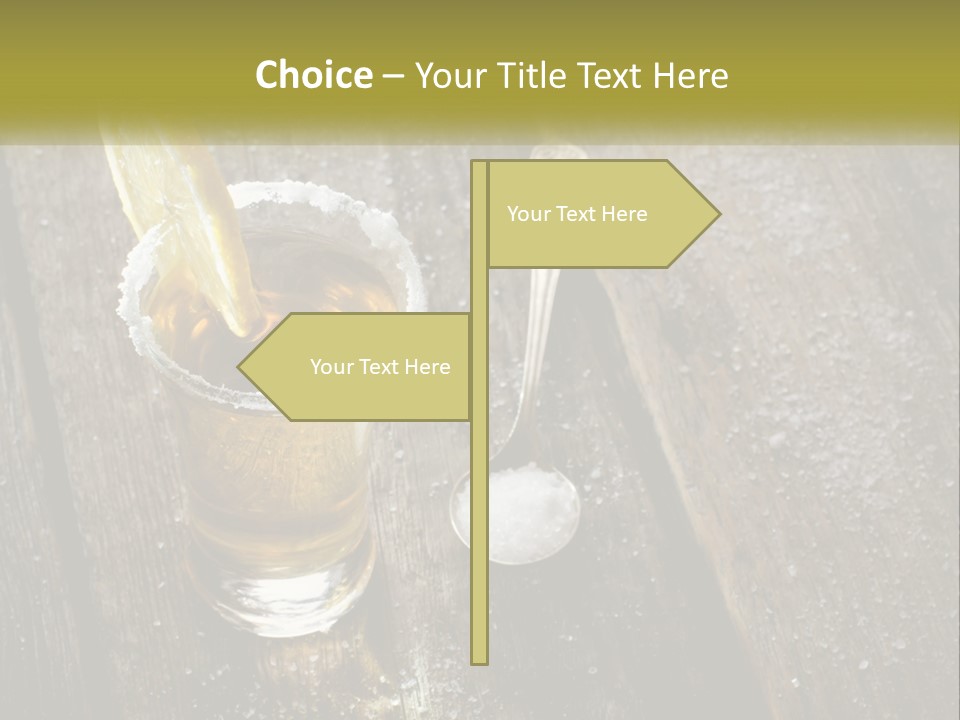 A Glass Of Ice Tea With A Spoon On A Wooden Table PowerPoint Template