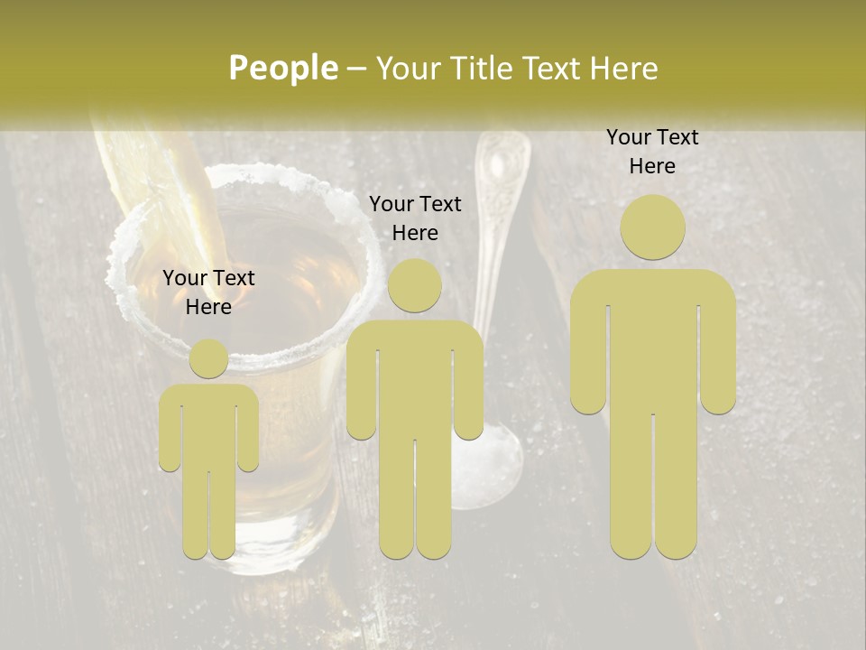 A Glass Of Ice Tea With A Spoon On A Wooden Table PowerPoint Template