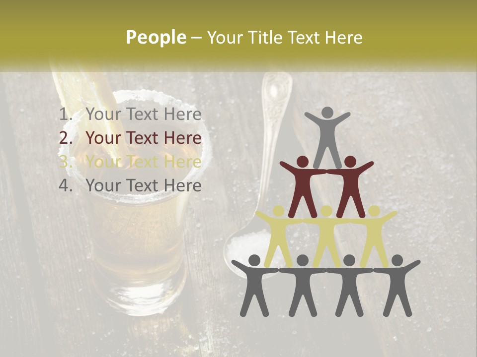 A Glass Of Ice Tea With A Spoon On A Wooden Table PowerPoint Template